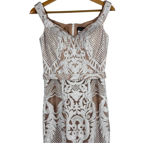 JOVANI 64277 OFF WHITE SEQUIN DECO SWEETHEART FITTED TRUMPET EVENING GOWN DRESS - Picture 6 of 15